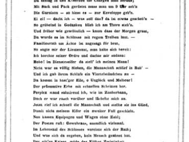 Veršování divadelního ředitele Karla Burghausera v anonymně vydané knize polního podmaršálka Friedricha von Sunstenau Olmütz im Jahre 1848, Olmütz 1856, druhá část.